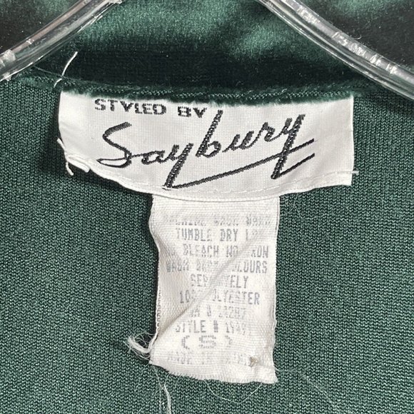 VTG Saybury Womens Velour Full‎ Zip Robe Size S Green Loungewear Long Sleeve - Picture 9 of 10